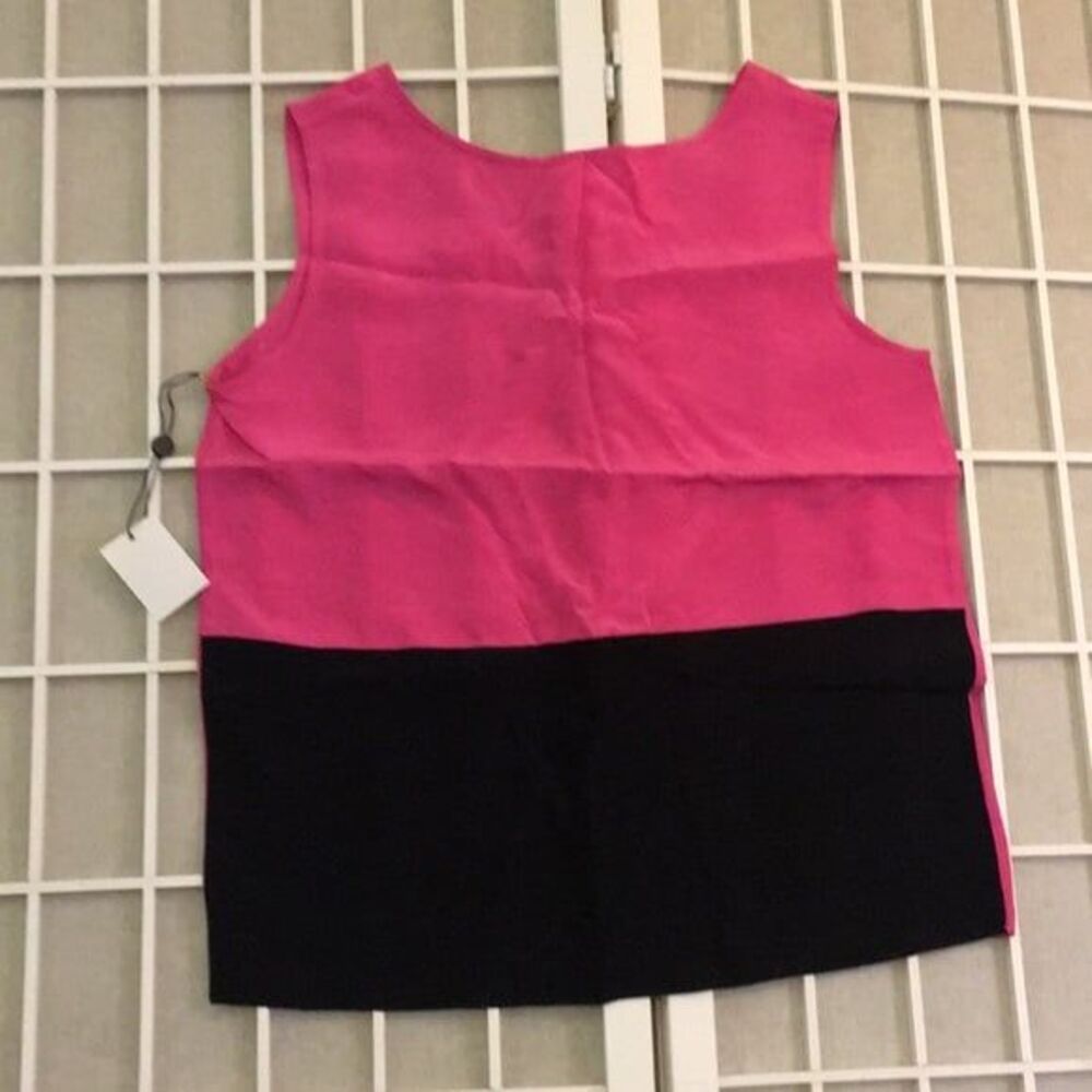 Magaschoni New York 100% silk pink & black top sz 4 SMALL light tank sleeveless